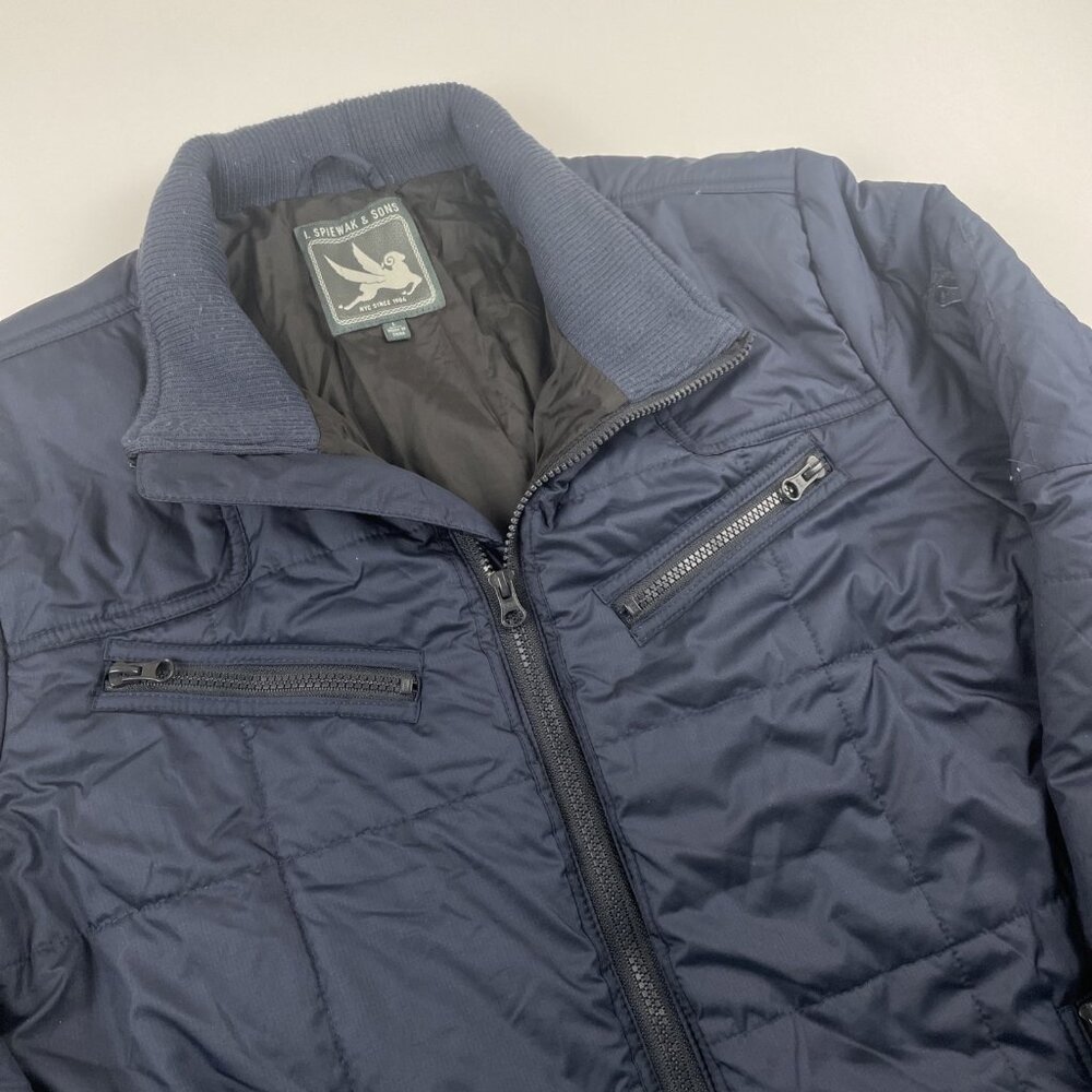 I. Spiewak And Sons Quilted Insulated Jacket Men’s L Blue Full Zip Polyester
